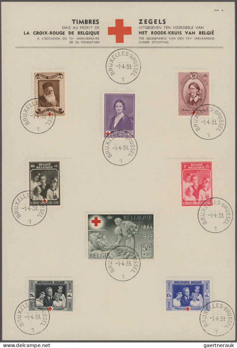 Belgium: 1938/1941, Lot Of Nine Different Commemorative Sheets Bearing Michel No - Colecciones
