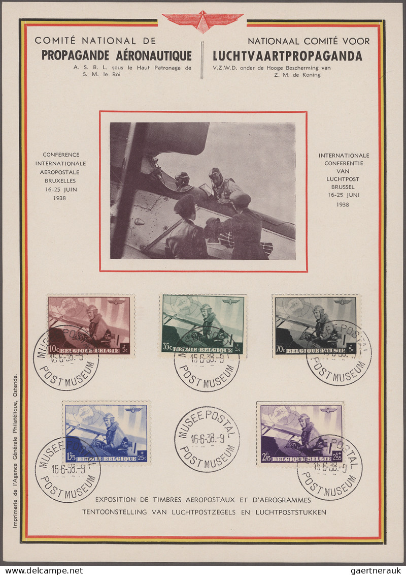 Belgium: 1938/1941, Lot Of Nine Different Commemorative Sheets Bearing Michel No - Colecciones