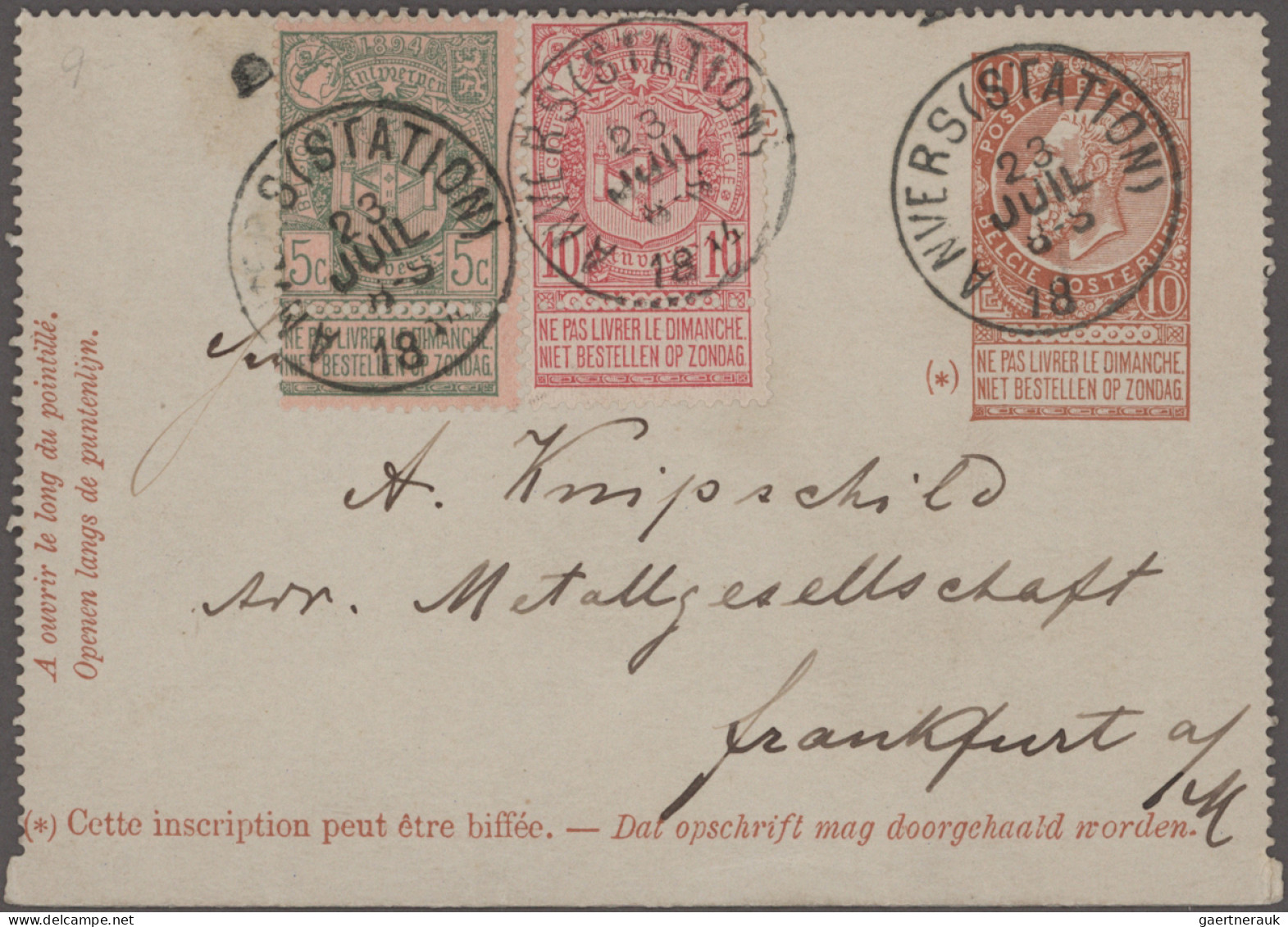 Belgium - Postal Stationery: 1886/1920, Assortment Of Apprx. 59 Unused/used Lett - Autres & Non Classés