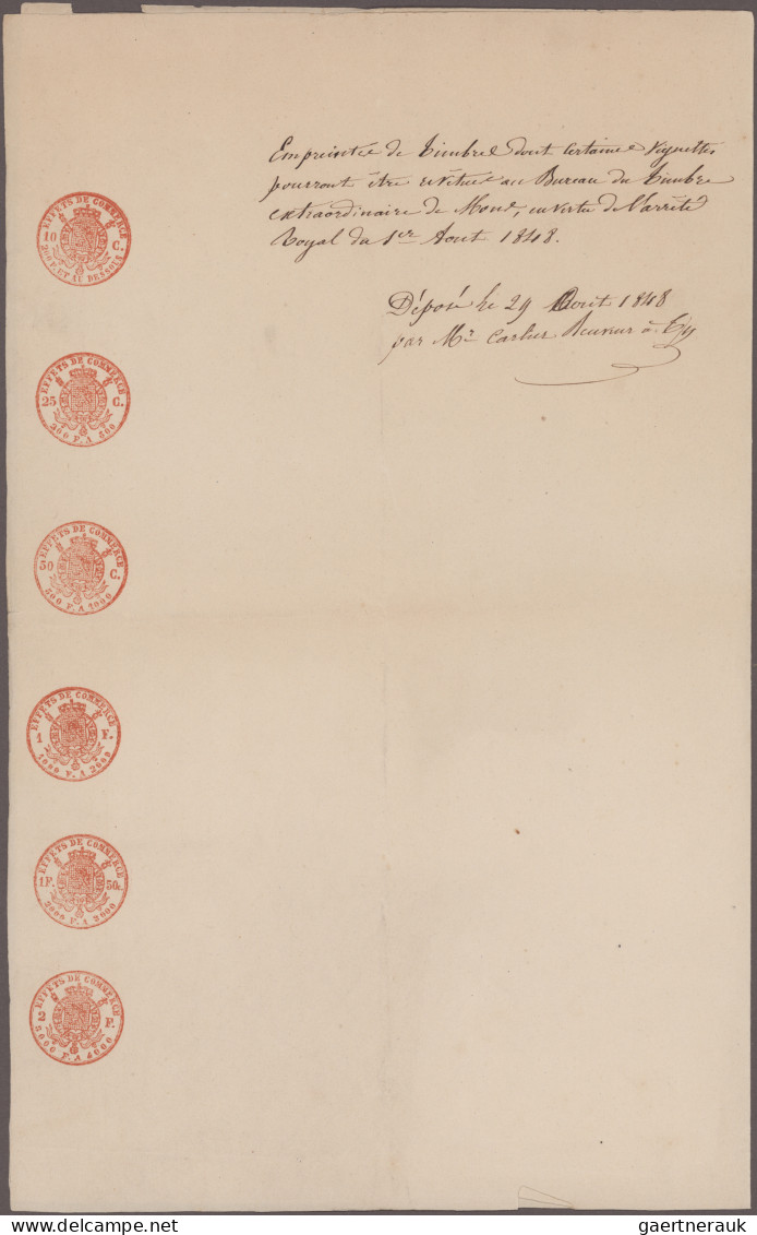 Belgium - Specialities: 1848, Fiscal Stamp "EFFETS DE COMMERCE", Circular Crowne - Other