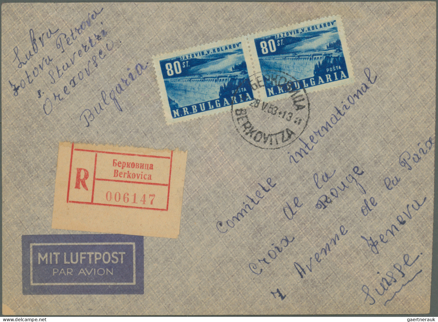 Bulgaria: 1953/1960, Holding Of Apprx. 227 Commercial Covers Bearing Commemorati - Brieven En Documenten