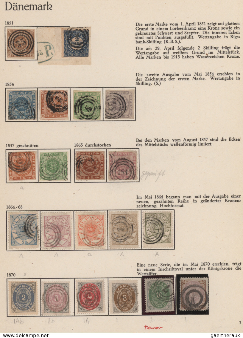 Denmark: 1851-1969 Collection Of Mostly Used Stamps On 'Behrens' Album Pages, Fr - Other & Unclassified