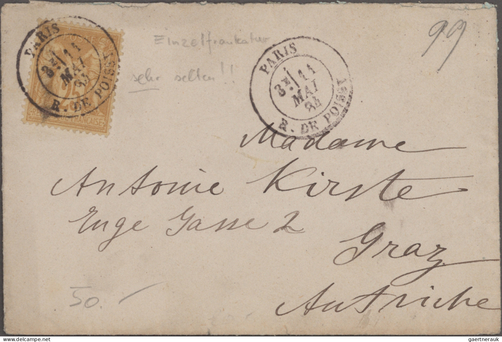 France: 1810-1960 Ca.: Lot Of 33 Covers And Postcards, With Two Early Pre-philat - Colecciones Completas