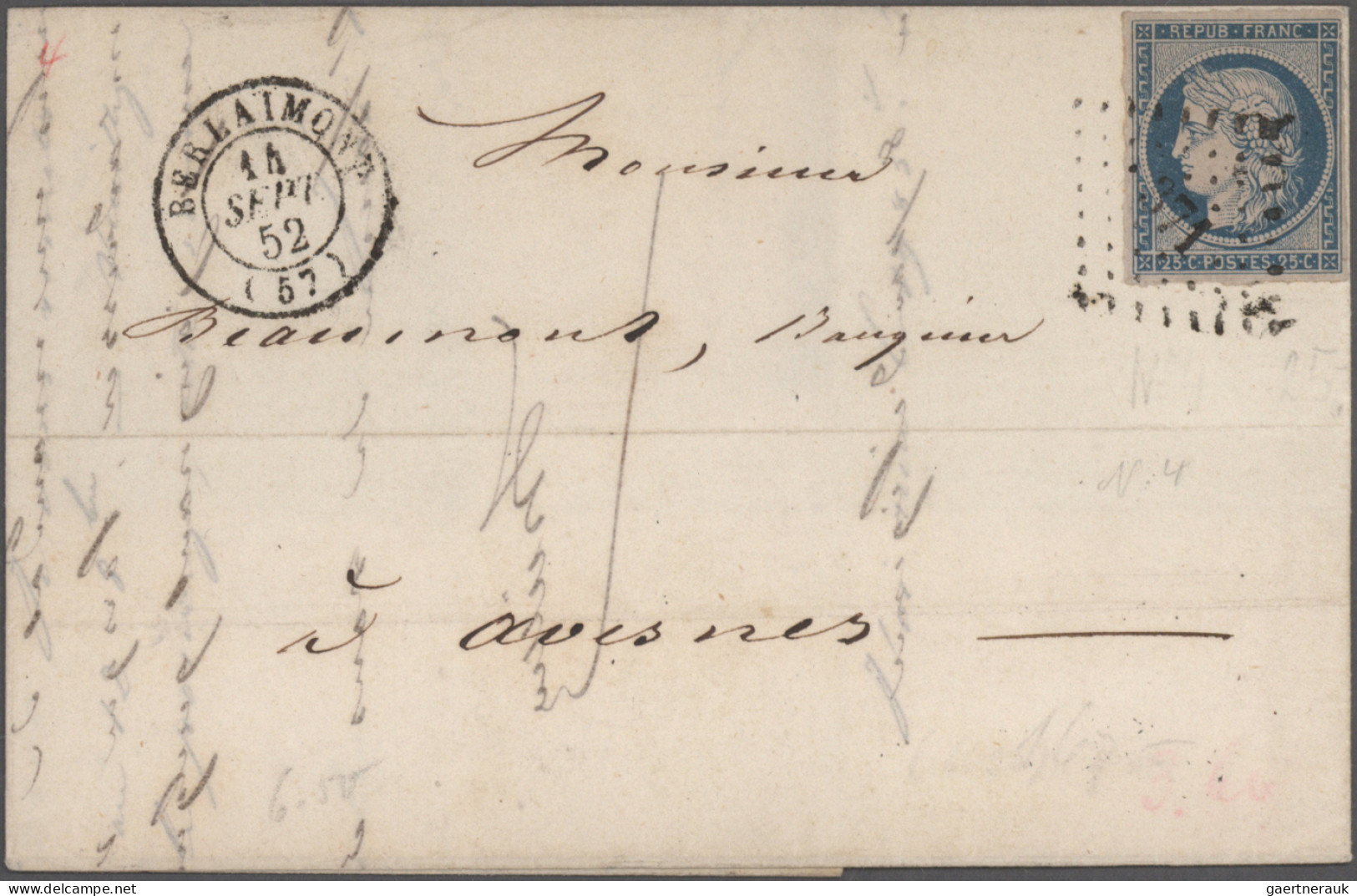 France: 1852/1874, Assortment Of Apprx. 188 Letters Bearing Frankings Ceres+Napo - Colecciones Completas