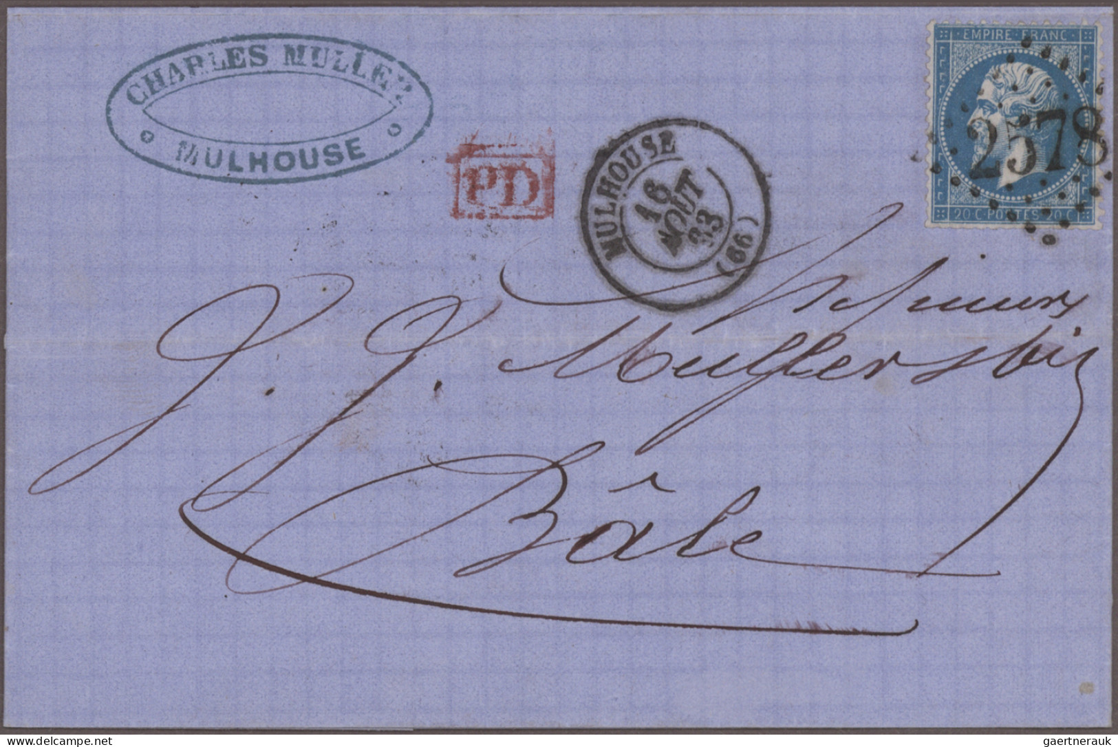 France: 1863/1869, Lot Of Eleven "Rayon Limitrophe" Letters From Mulhouse Resp. - Collections