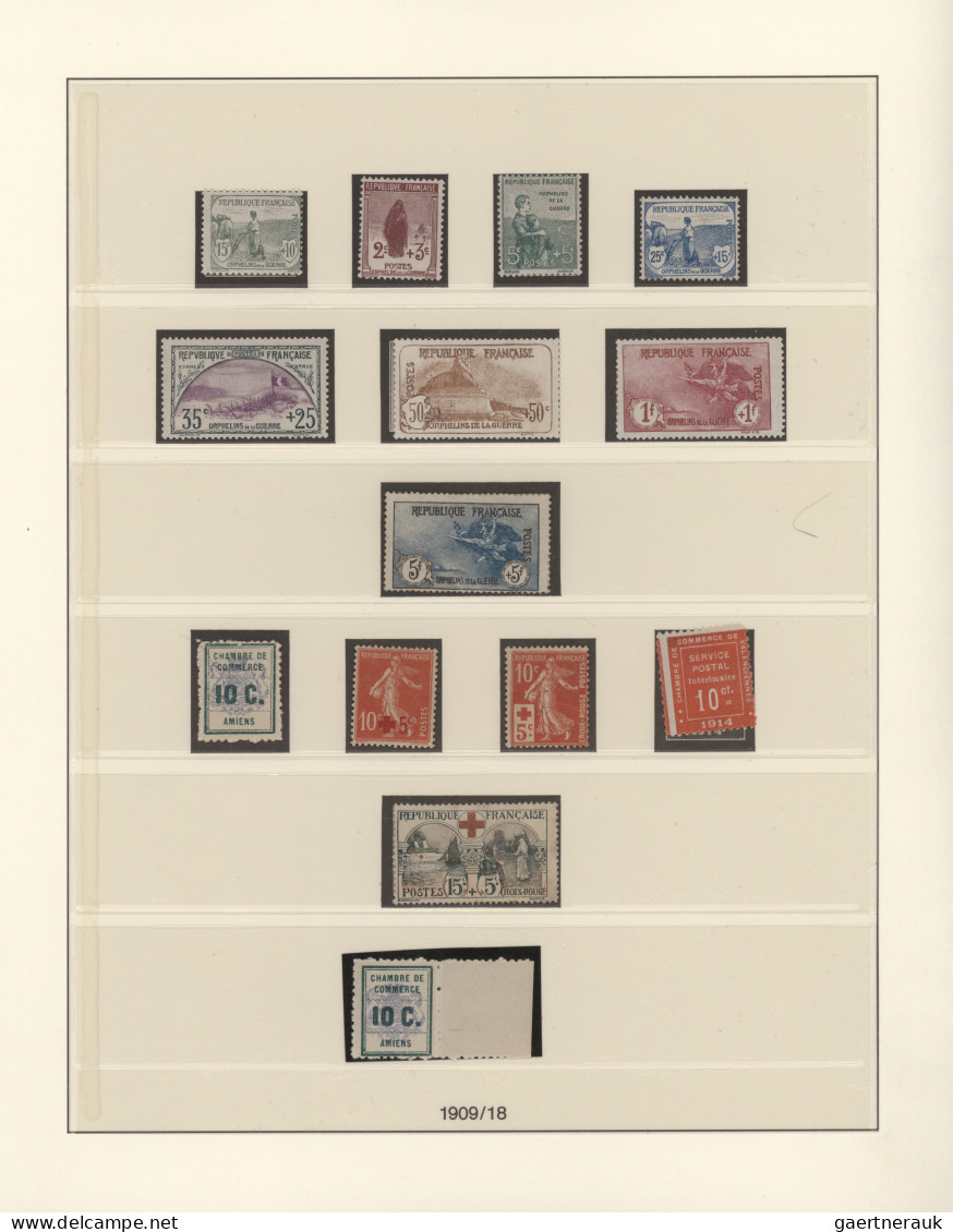 France: 1909/1927, A Decent Mint Collection On Lindner Hingeless Pages, Mainly N - Collections