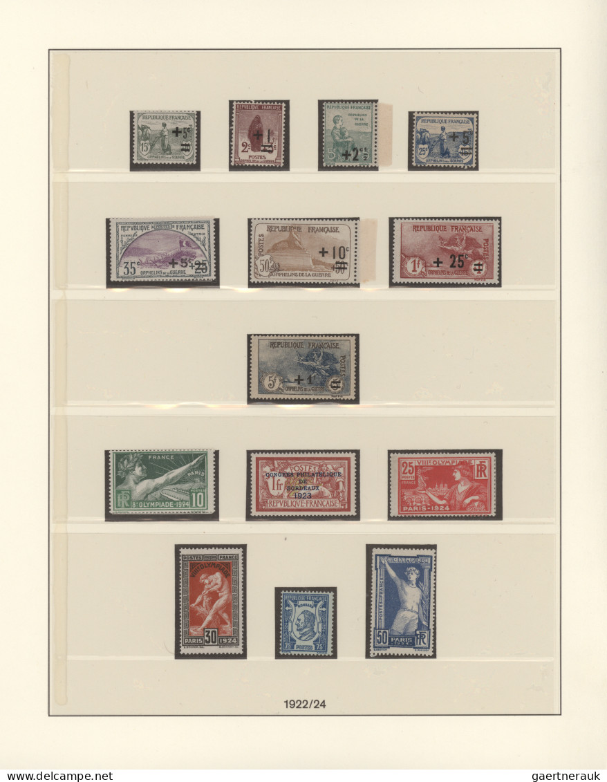 France: 1909/1927, A Decent Mint Collection On Lindner Hingeless Pages, Mainly N - Collections