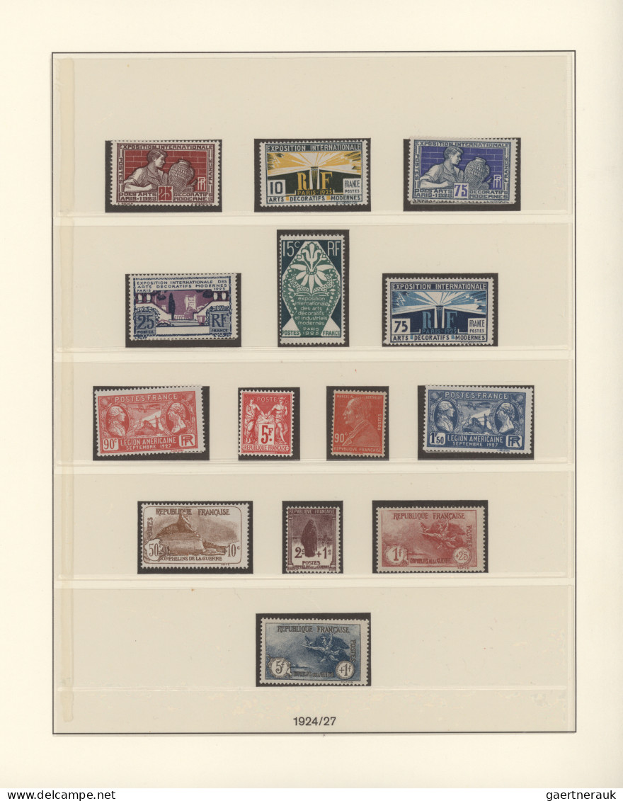 France: 1909/1927, A Decent Mint Collection On Lindner Hingeless Pages, Mainly N - Collections