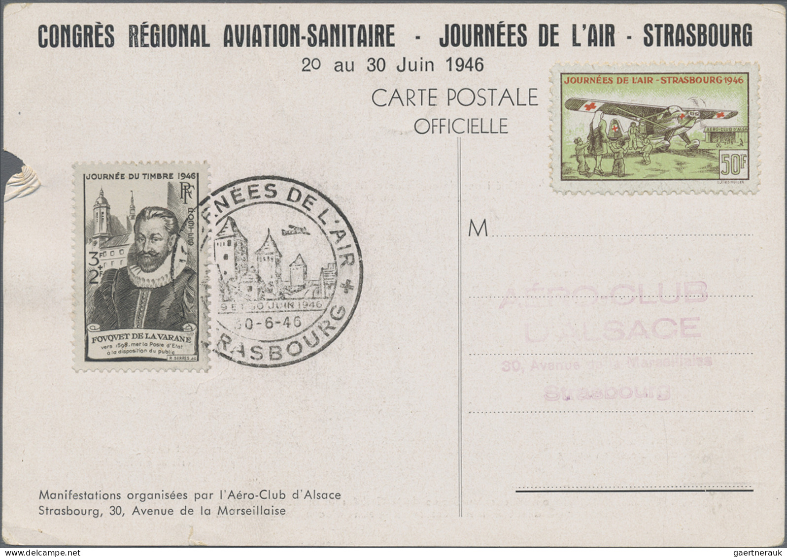 France: 1920/1946, Airmail-related, Lot Of Seven Covers/cards, Incl. 1920 Surcha - Verzamelingen