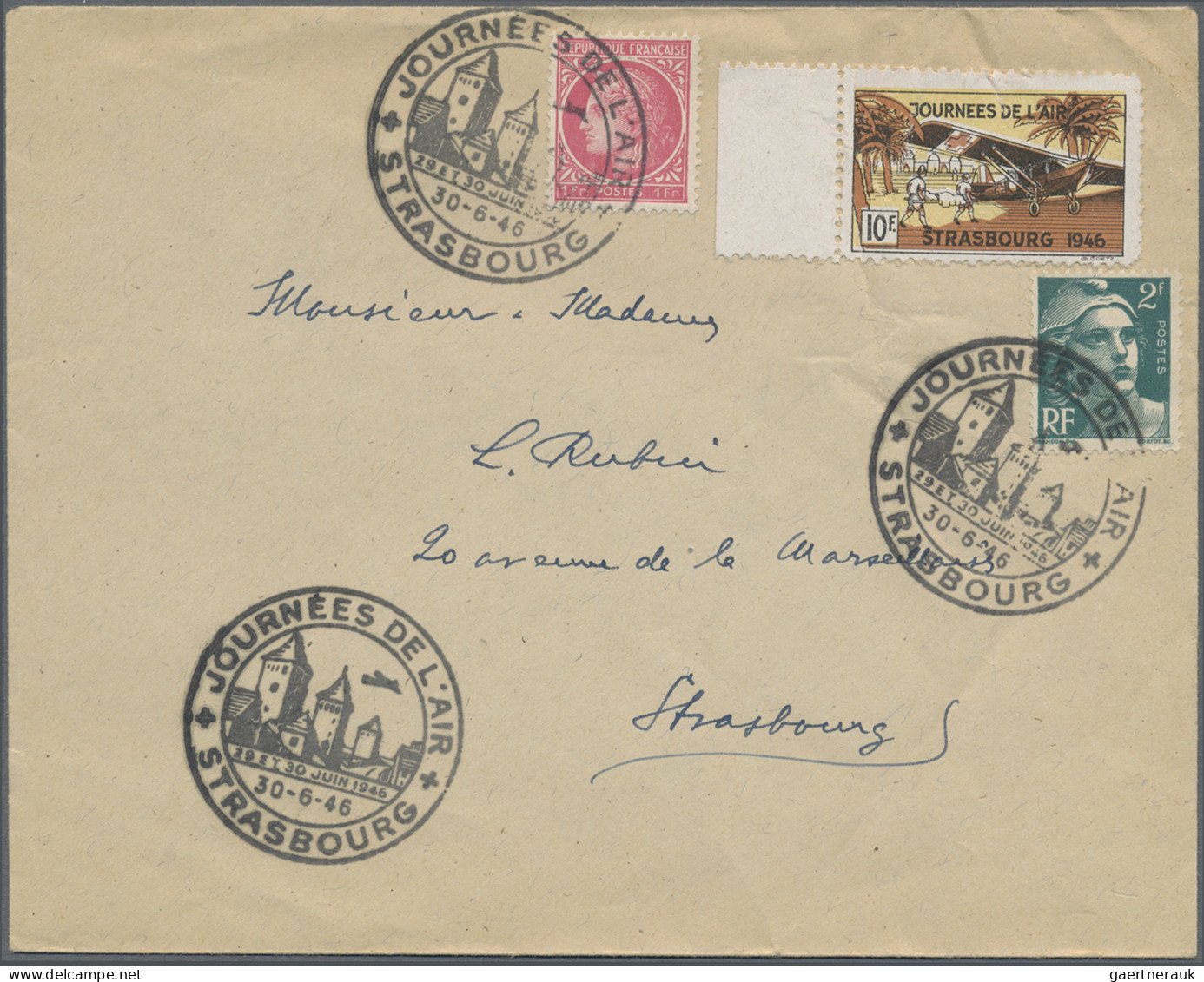 France: 1920/1946, Airmail-related, Lot Of Seven Covers/cards, Incl. 1920 Surcha - Colecciones Completas