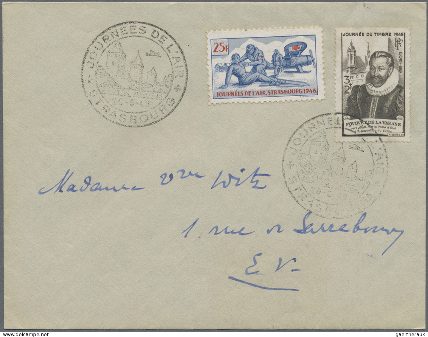 France: 1920/1946, Airmail-related, Lot Of Seven Covers/cards, Incl. 1920 Surcha - Verzamelingen