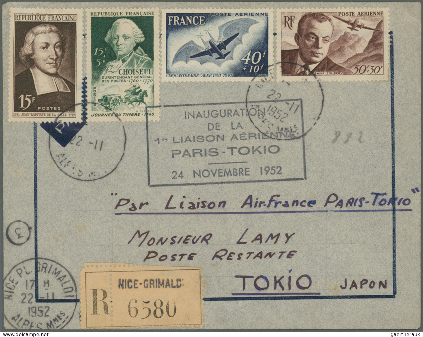 France: 1950/1959, FIRST AND SPECIAL FLIGHTS, Lot Of 63 Airmail Covers/cards Bea - Colecciones Completas