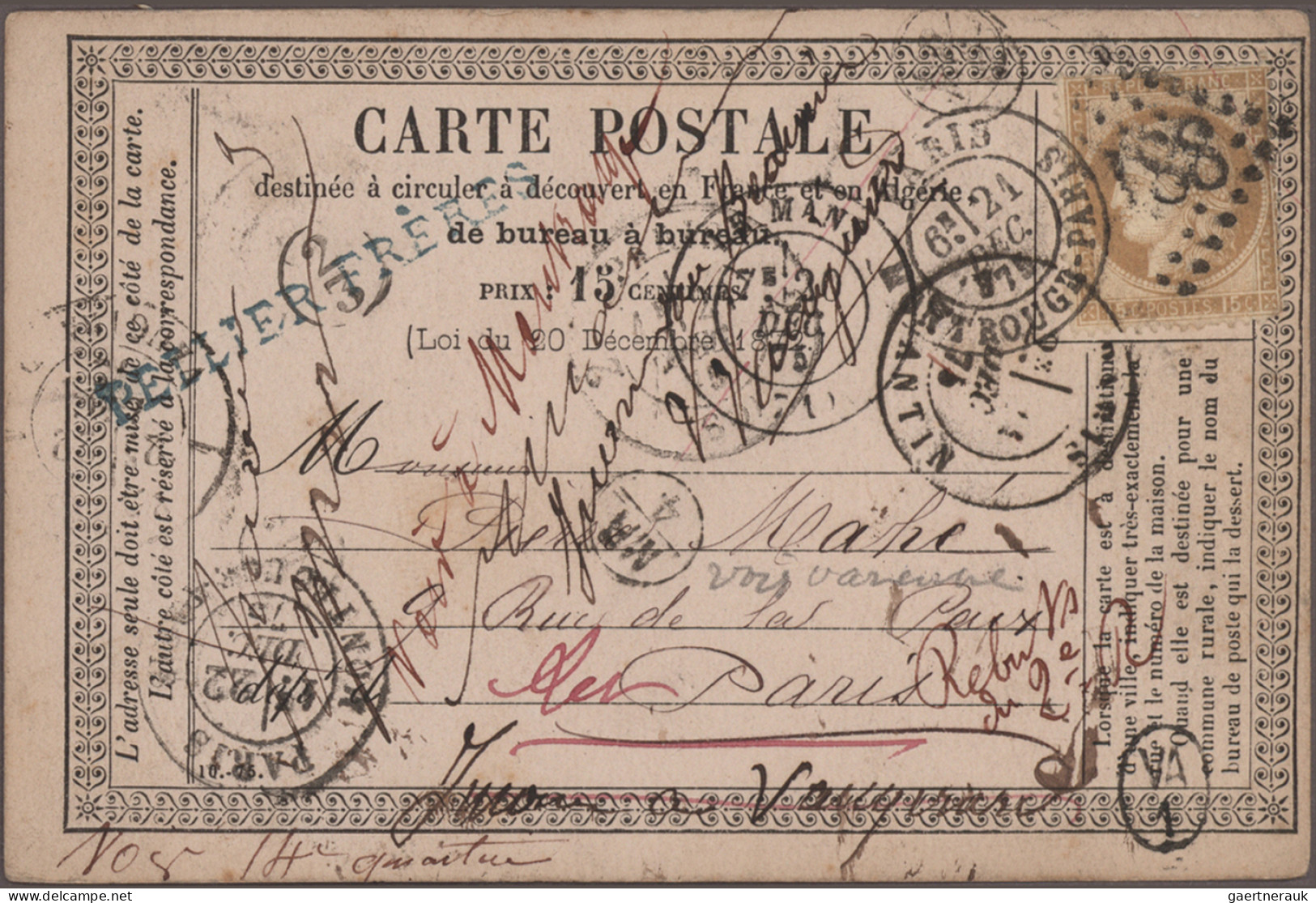 France - Postal Stationery: 1873/1878, Assortment Of Apprx. 80 Used Stationery C - Andere & Zonder Classificatie