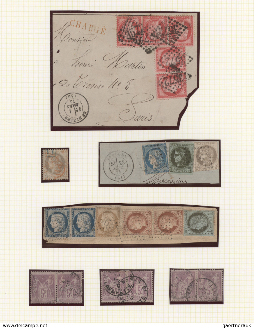 France - Post Marks: 1860/1900 (ca.), Petty Collection Of 40 Stamps Napoleon+Cer - 1877-1920: Semi-moderne Periode