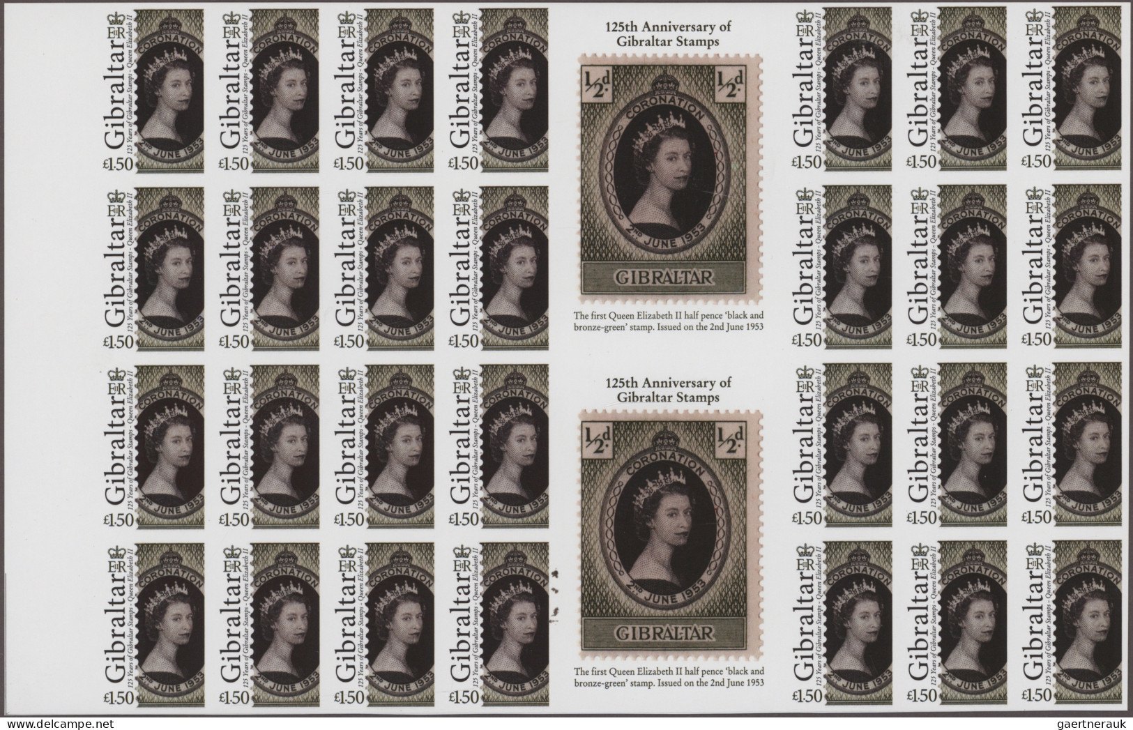 Gibraltar: 2011. Lot With 44 IMPERFORATE Sets à 5 Stamps '125 Years Of Gibraltar - Gibraltar