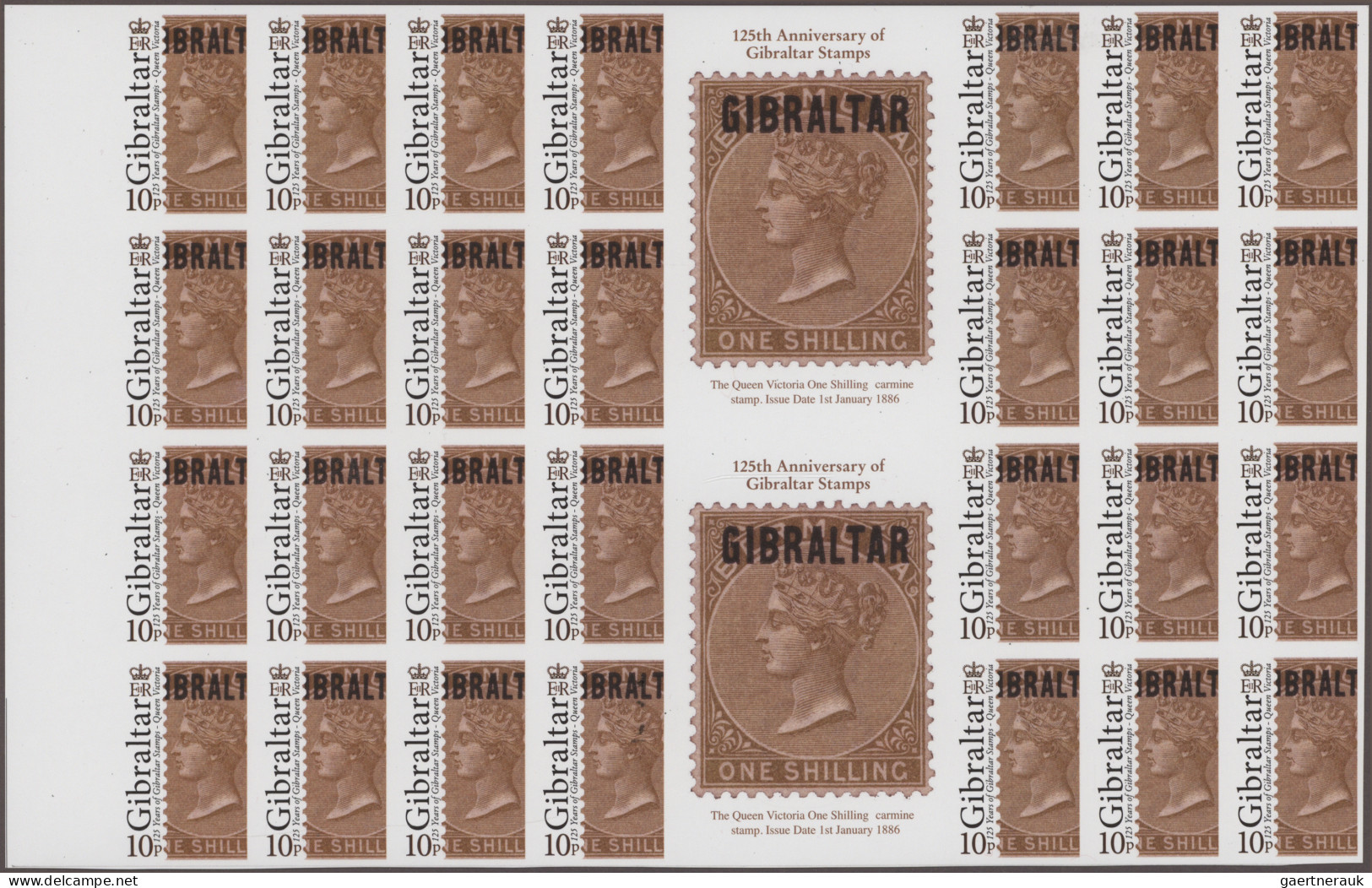 Gibraltar: 2011. Lot With 44 IMPERFORATE Sets à 5 Stamps '125 Years Of Gibraltar - Gibraltar