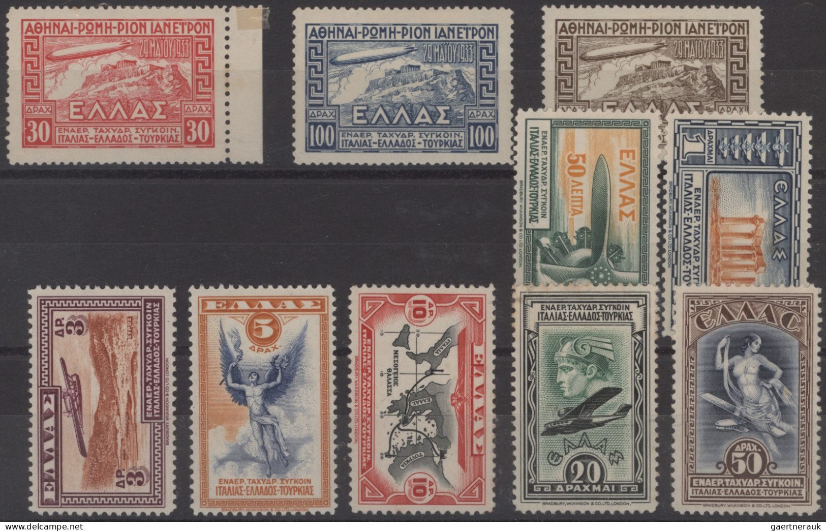 Greece: 1933/1944, Four Airmail Issues Mint: Michel Nos. 352/354, 355/361, 362/3 - Ongebruikt
