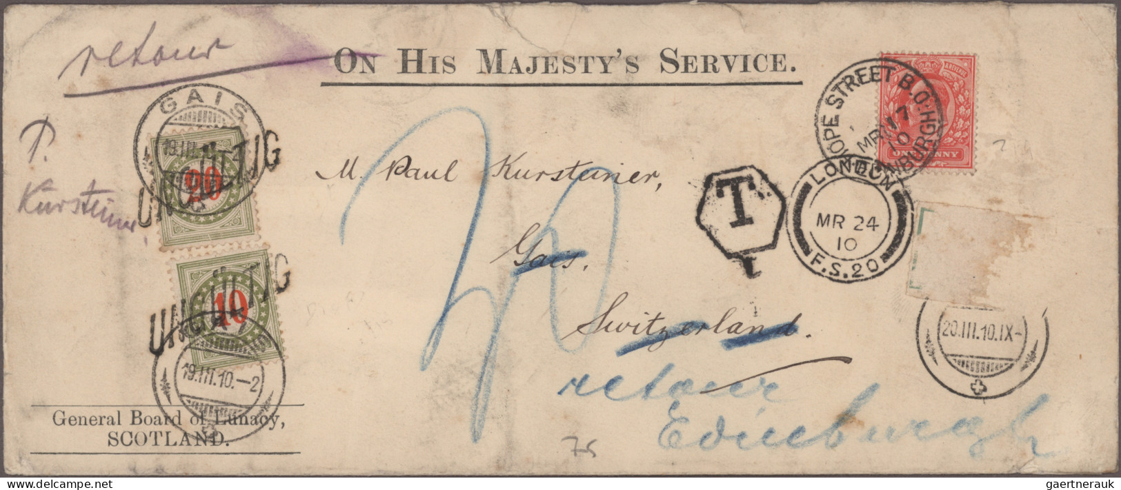 Great Britain: 1897/1948 Five Unusual Covers, With 1897 Printed Envelope Used As - Cartas & Documentos