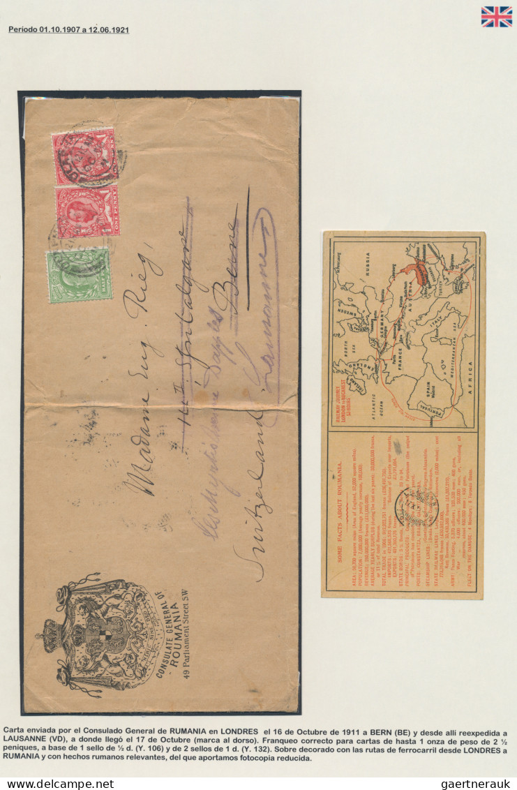 Great Britain: 1900/1939 (c.): Collection Of 107 Covers, Postcards And Postal St - Lettres & Documents