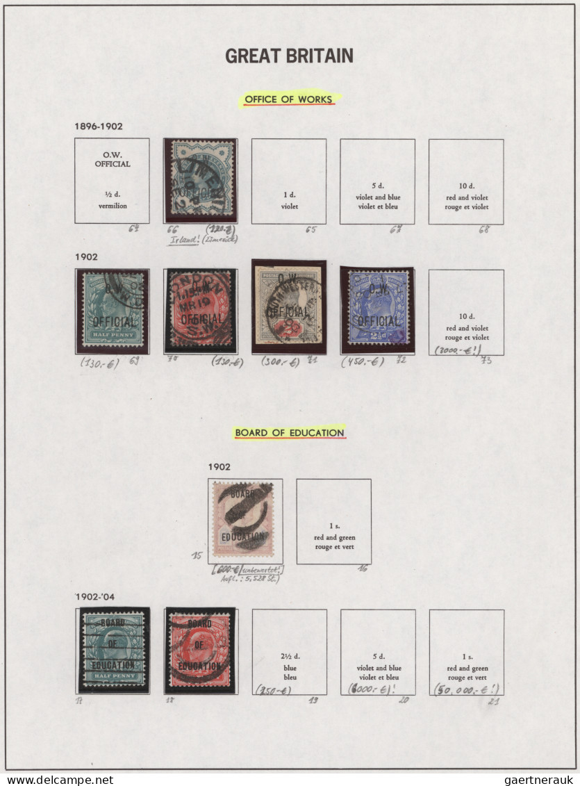 Great Britain - Service Stamps: 1882-1903 OFFICIALS: Specialized Collection Of A - Oficiales