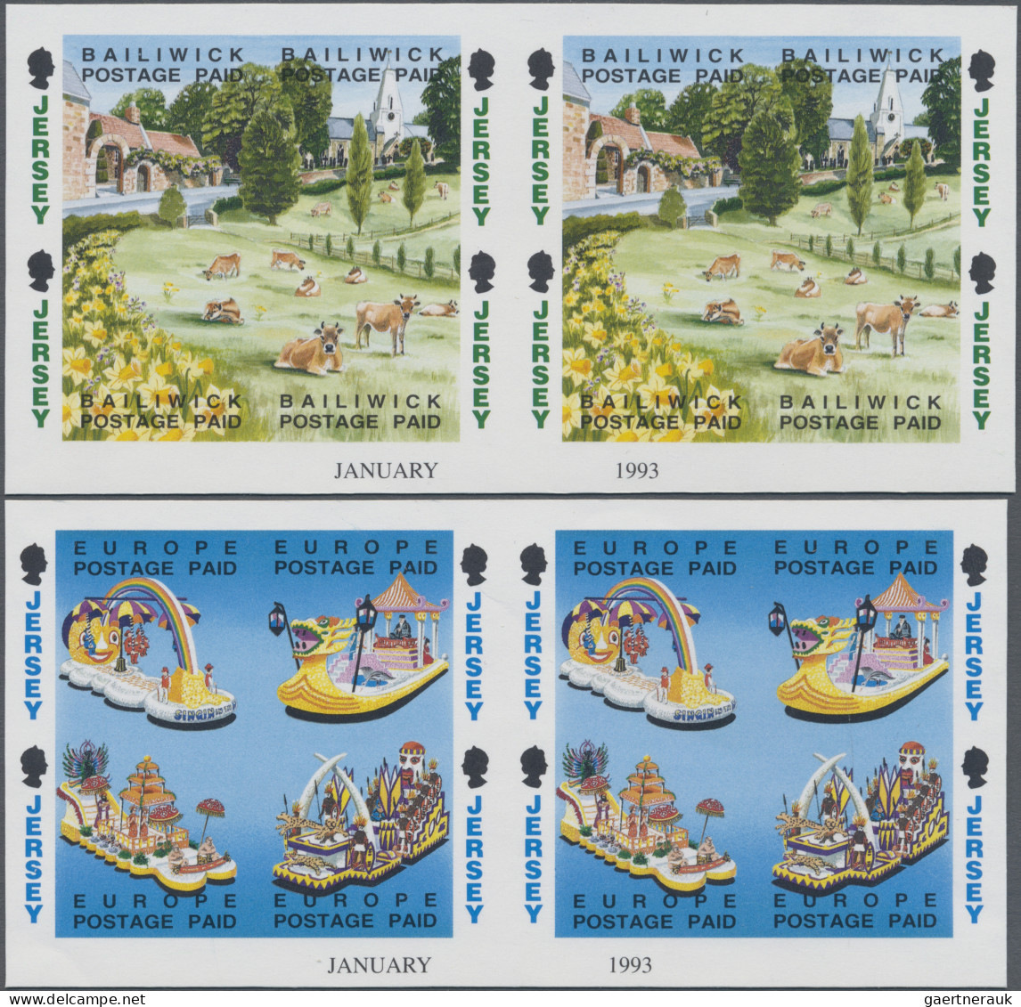 Jersey: 1993/1999. Collection containing 40 IMPERFORATE stamps (inclusive some s