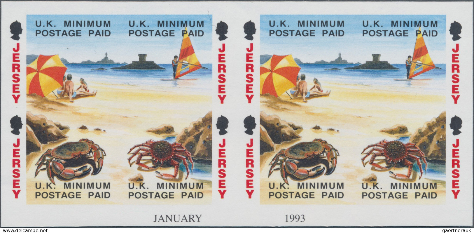 Jersey: 1993/1999. Collection containing 40 IMPERFORATE stamps (inclusive some s