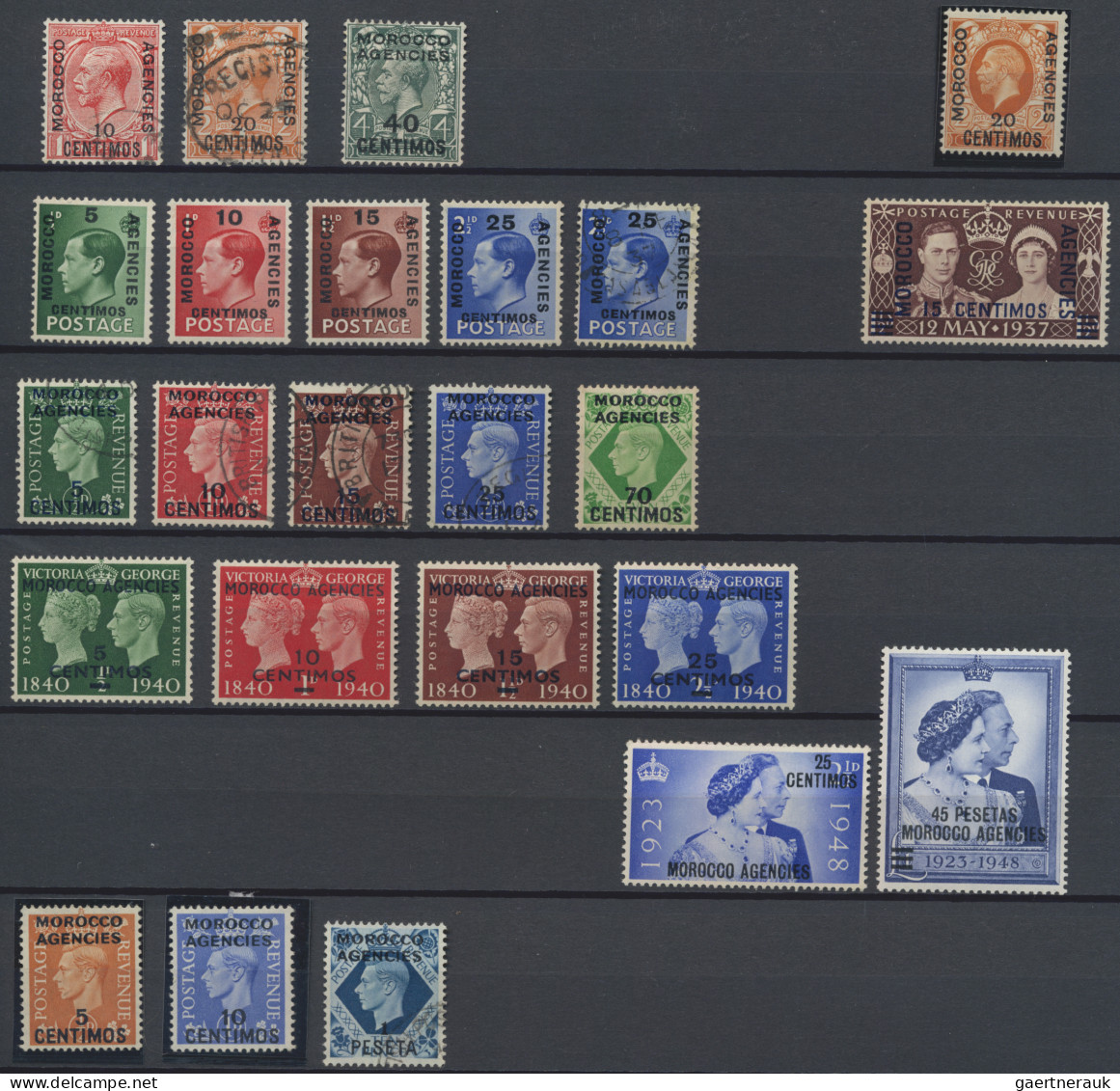 British Post In Morocco: 1885-1950's Collection Of About 250 Mint And Used Stamp - Autres