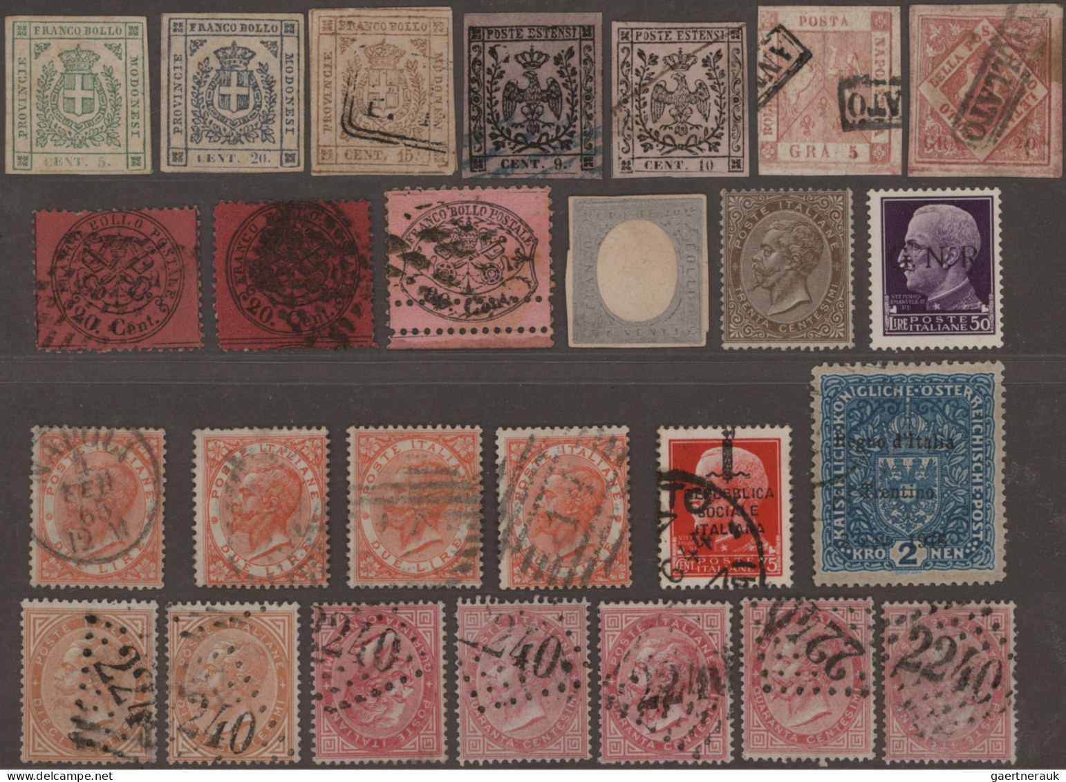 Italy: 1860's-1950's Ca.: Thousands Of Stamps In Small Bags, Almost All Used, In - Sammlungen