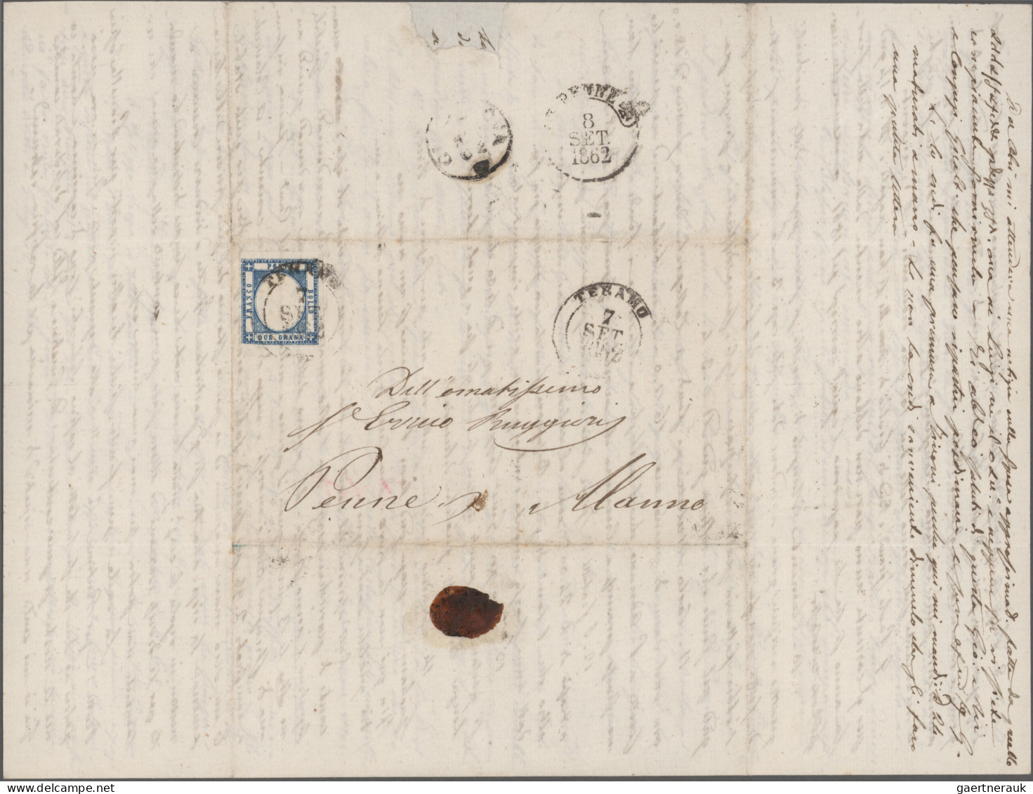 Italy: 1862/1867, Assortment Of Ten Letters Bearing Frankings Neapolitan Provinc - Colecciones