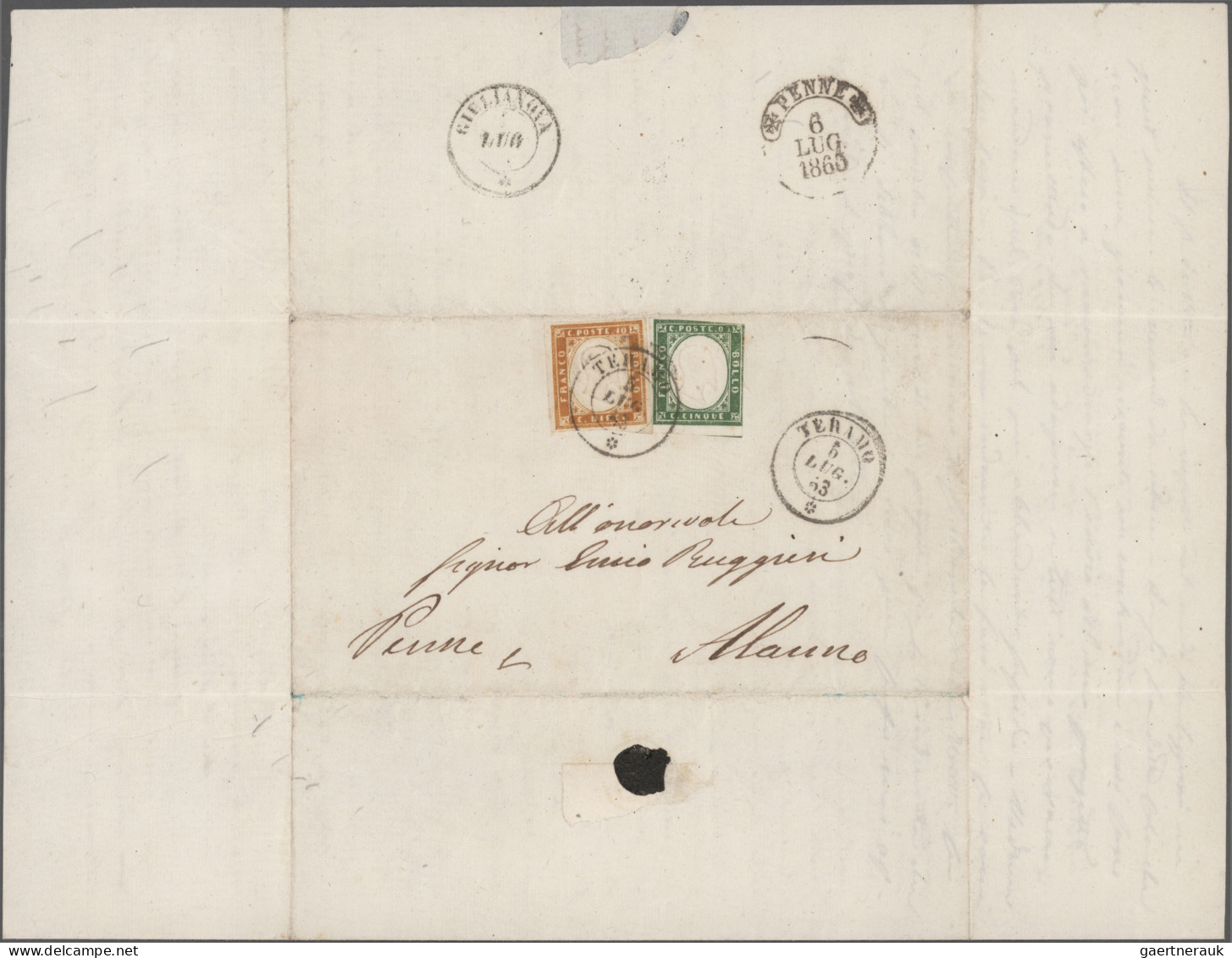 Italy: 1862/1867, Assortment Of Ten Letters Bearing Frankings Neapolitan Provinc - Verzamelingen