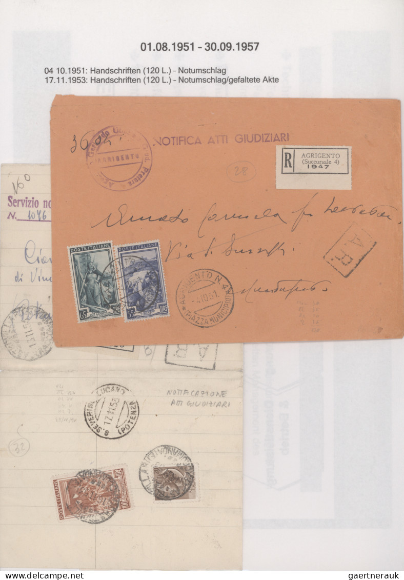 Italy: 1924/2000 (ca), "Servizio Notificazioni Atti Giudiscari", Over 150 Covers - Collections