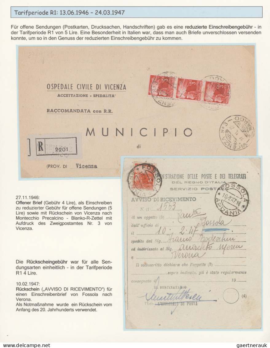 Italy: 1946/1960, Exhibition Collection "The Italian Domestic Rates 1946 - 1960" - Sammlungen