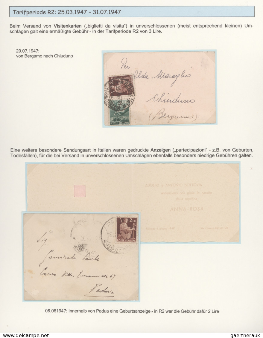 Italy: 1946/1960, Exhibition Collection "The Italian Domestic Rates 1946 - 1960" - Colecciones