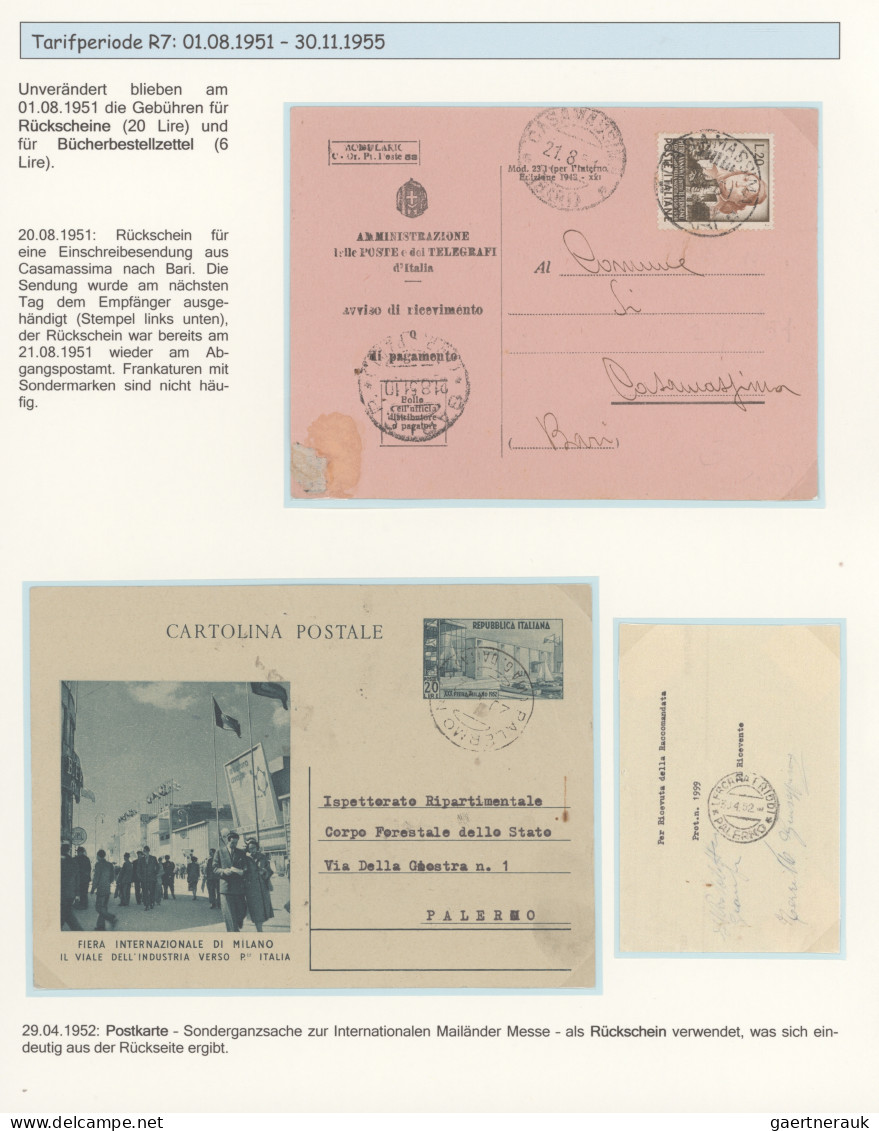 Italy: 1946/1960, exhibition collection "The Italian domestic rates 1946 - 1960"