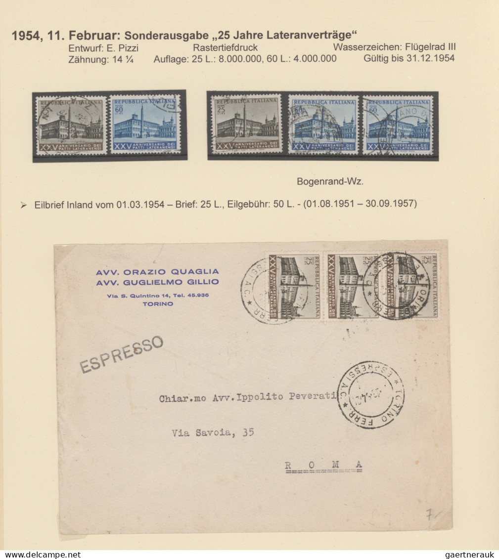 Italy: 1946/1982, "The commemorative stamps of Italy", seven folders with an exh