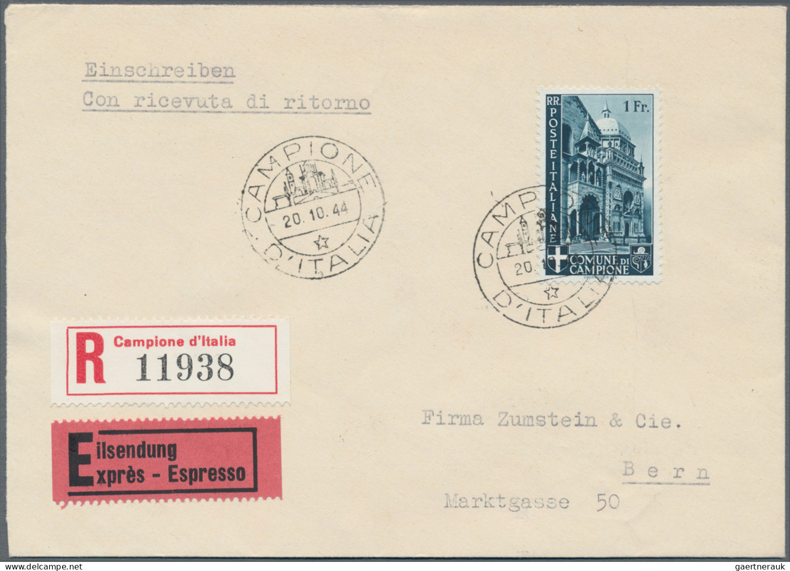 Italy, Allied Occupation - Campione: 1944, Gemeindewappen Und Landschaften/Gebäu - Autres