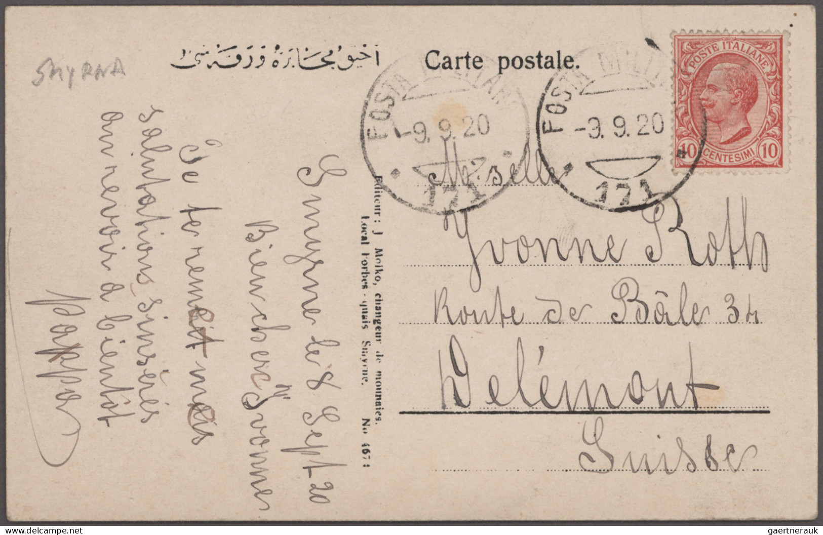 Italian PO In Turkey: 1914/1923: Group Of 10 Covers And One Picture Postcard Sen - Emisiones Generales