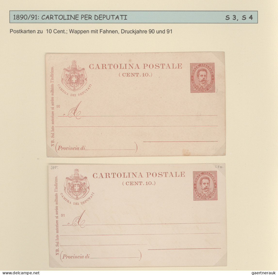 Italy - Postal Stationary: 1874/2000 (ca), six folders postal stationery cards,