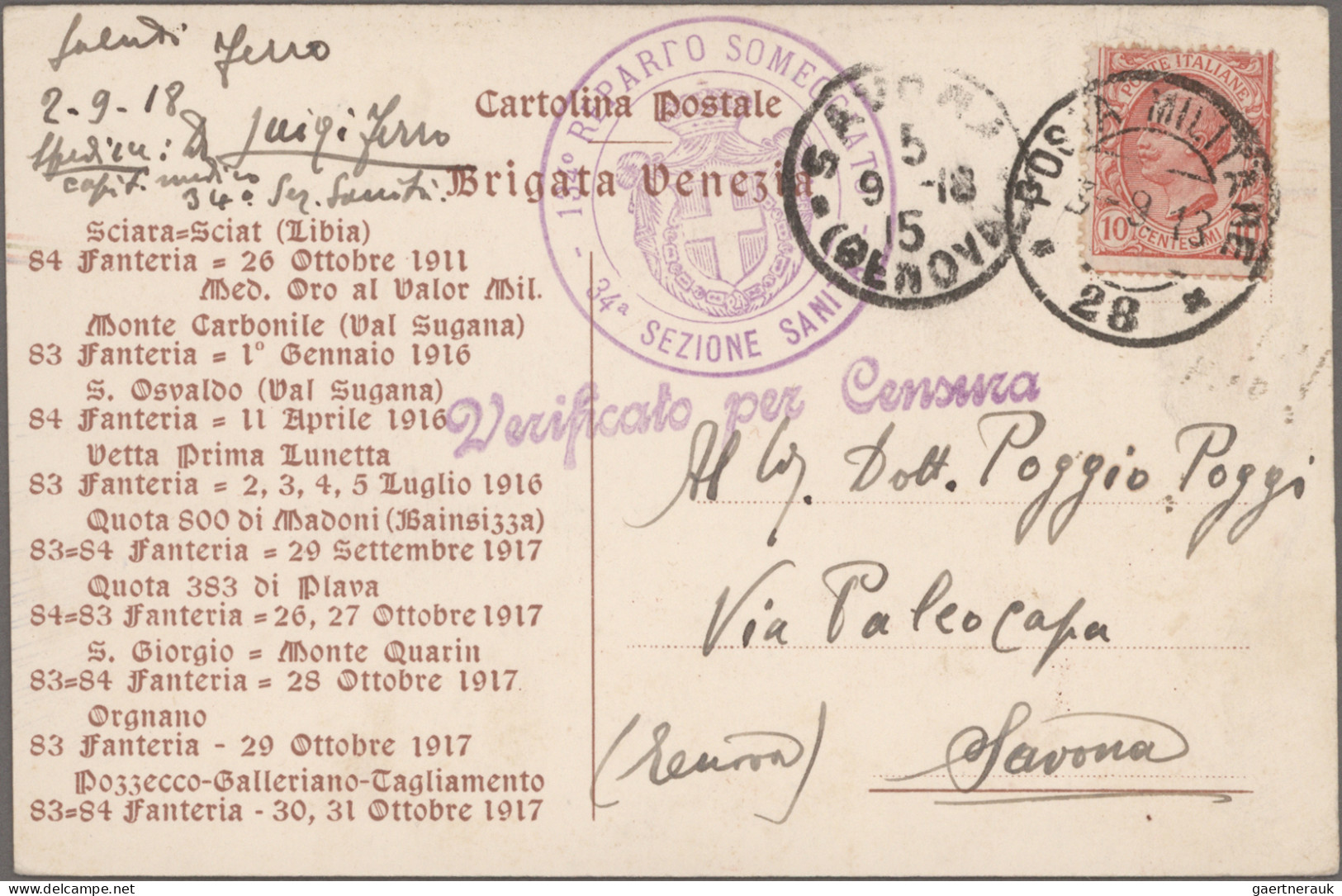 Italy - Postal Stationary: 1914/1918, Approx. 150 "cartoline Postale In Franchig - Stamped Stationery