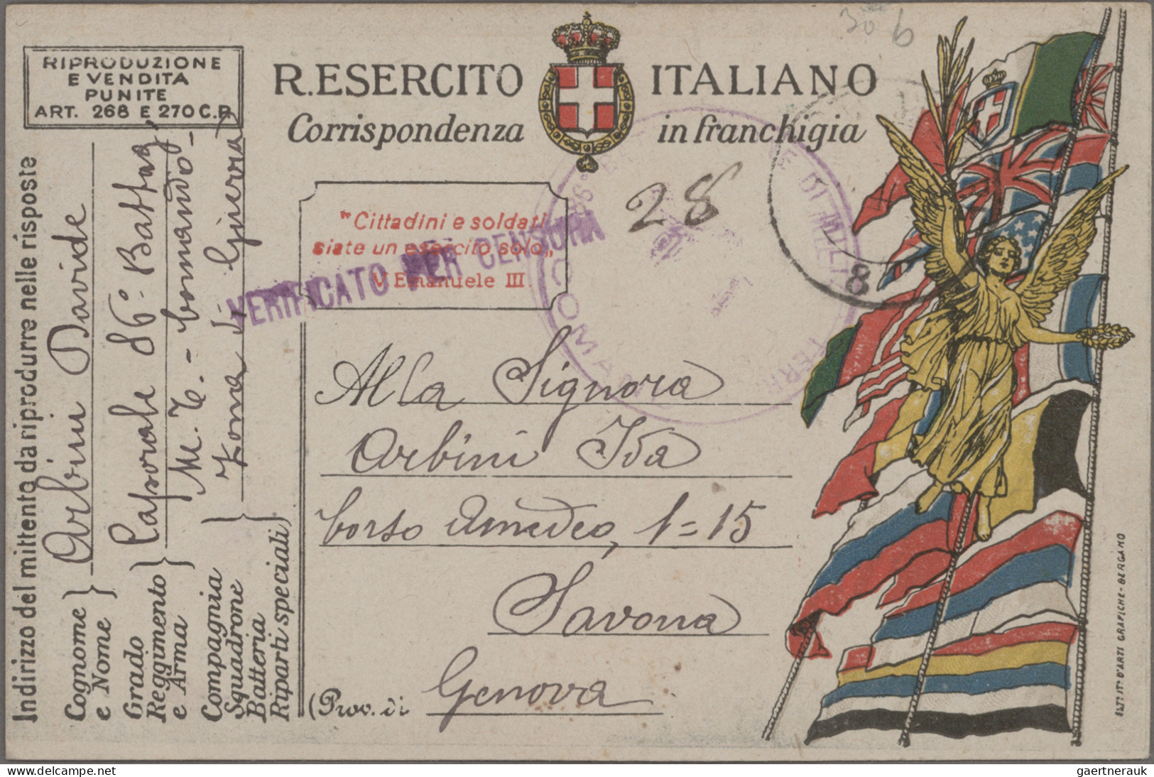 Italy - Postal Stationary: 1914/1918, Approx. 150 "cartoline Postale In Franchig - Stamped Stationery