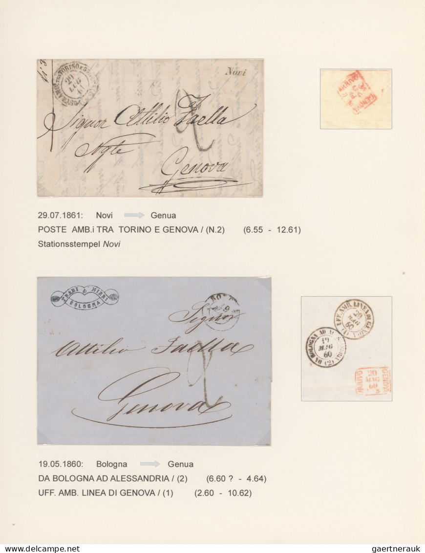 Italy - Post Marks: 1855/1862, Small Collection Of 10 Early Railway Traveling Po - Poststempel