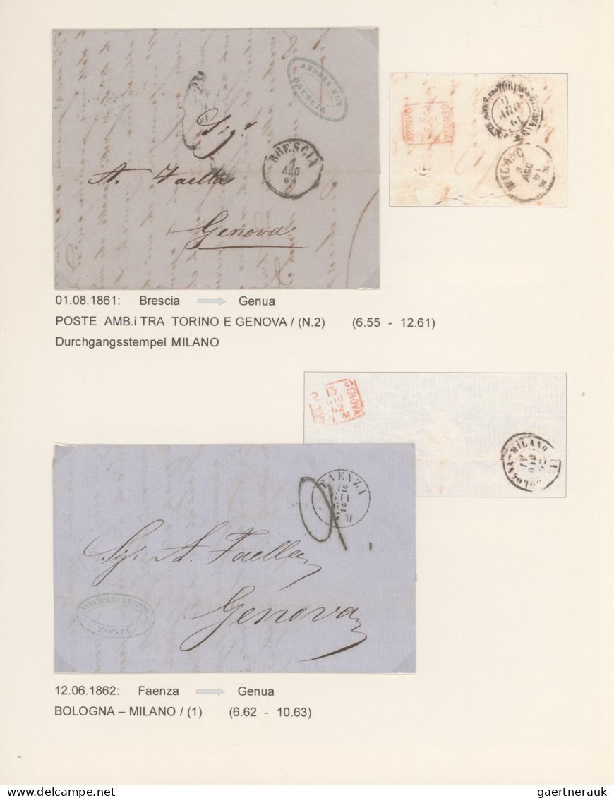 Italy - Post Marks: 1855/1862, Small Collection Of 10 Early Railway Traveling Po - Marcophilie