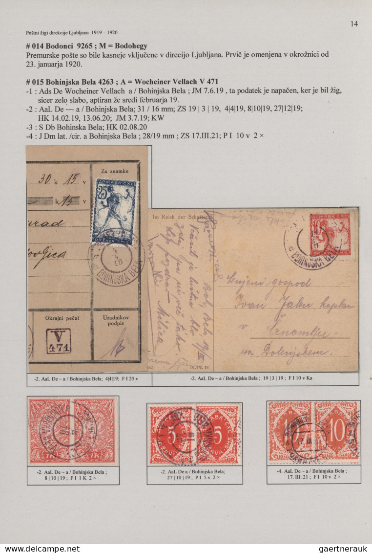 Yugoslavia: 1919/1921, POSTMARKS OF SLOVENIA, Extraordinary Top Collection Of Th - Cartas & Documentos