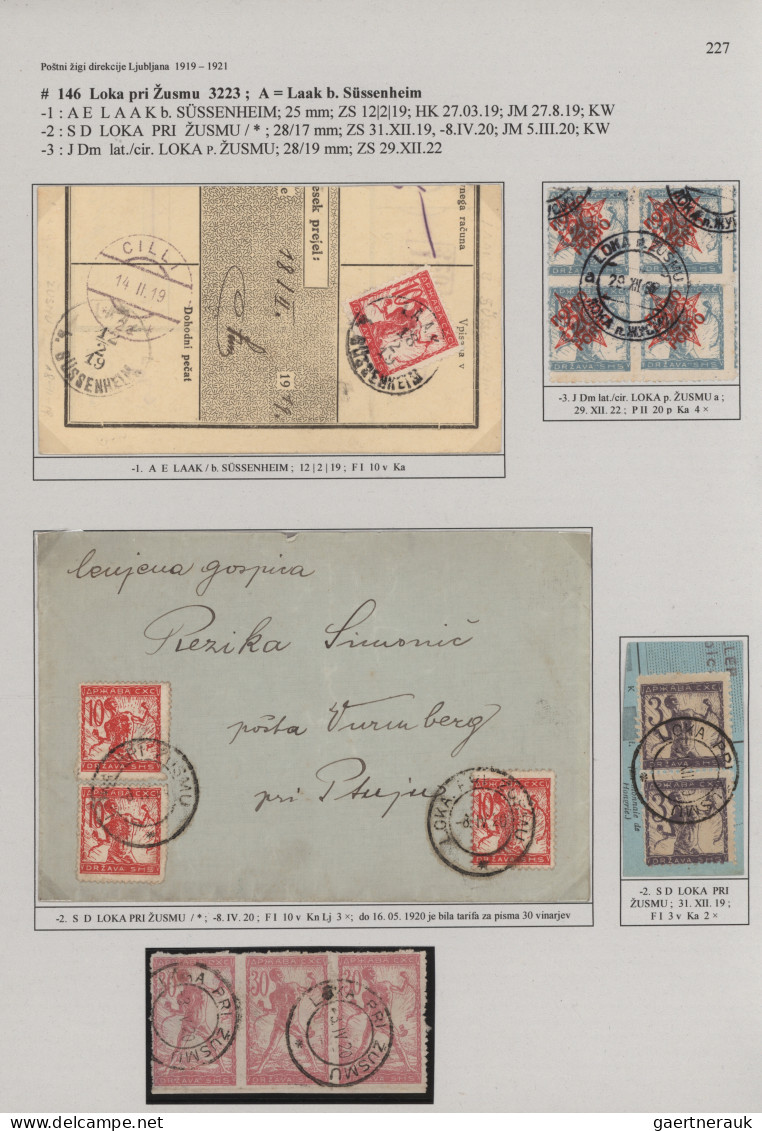 Yugoslavia: 1919/1921, POSTMARKS OF SLOVENIA, Extraordinary Top Collection Of Th - Brieven En Documenten