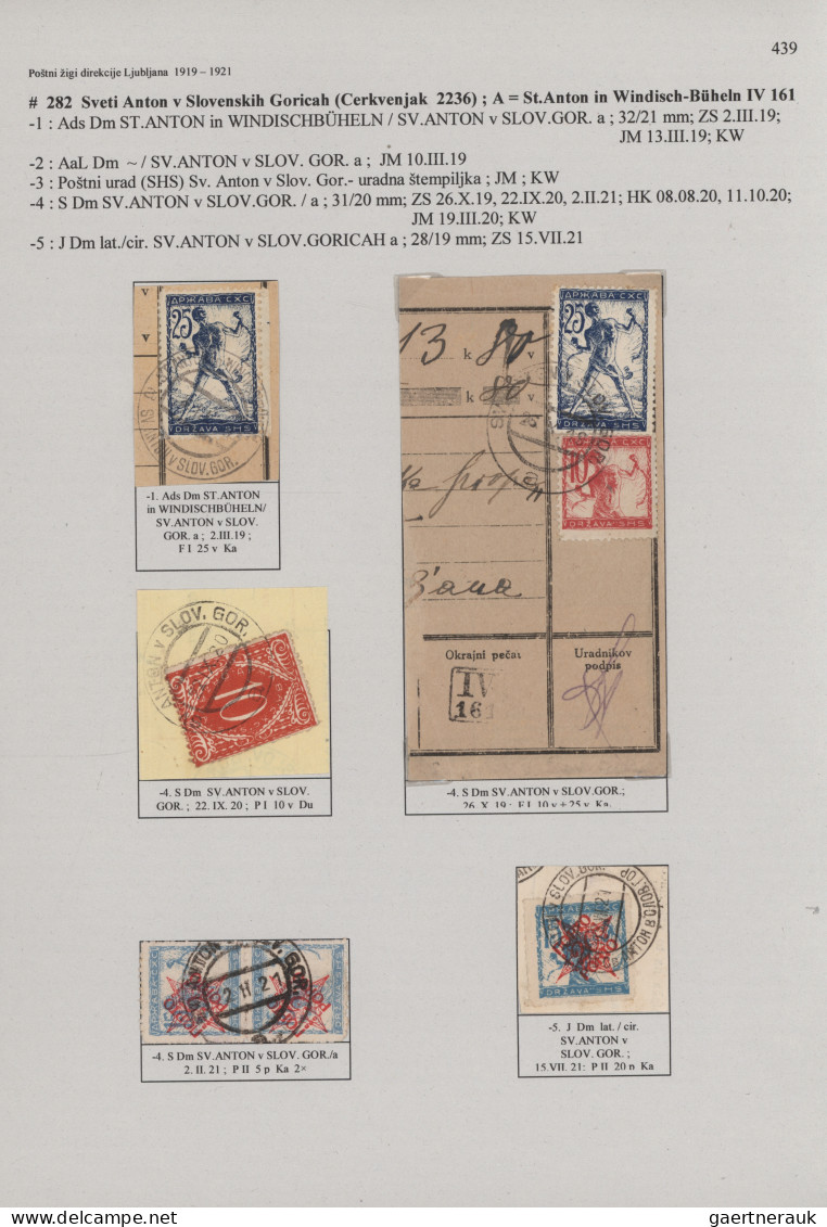 Yugoslavia: 1919/1921, POSTMARKS OF SLOVENIA, extraordinary top collection of th