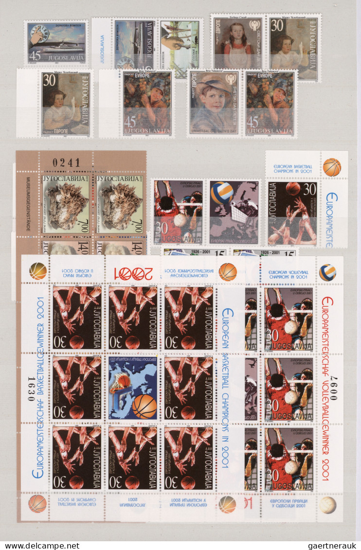 Yugoslavia: 1984/2006, comprehensive MNH balance of stamps, souvenir sheets and