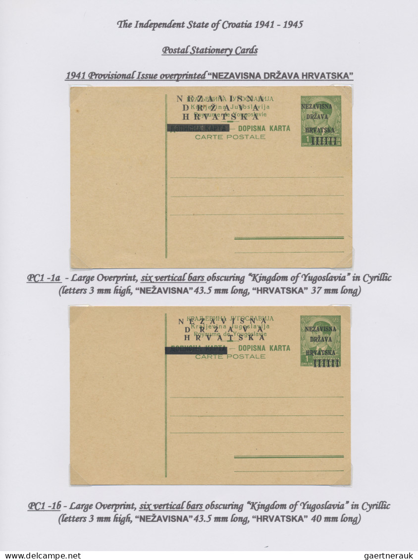 Croatia: 1941/1944, Specialised Collection Of 24 Unused Cards Arranged On Writte - Croacia