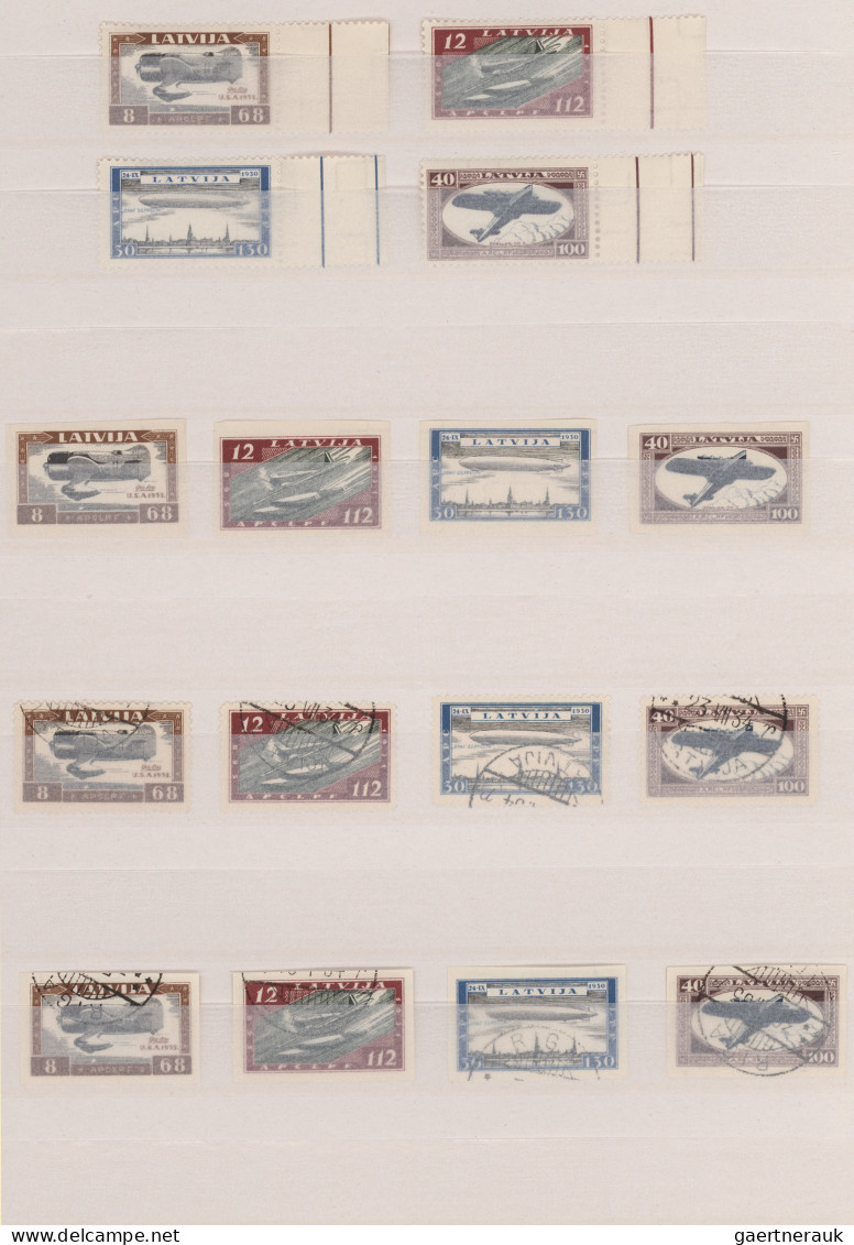 Latvia: 1921/1933 "Latvian Airmail": Collection of 75 airmail stamps and seven c
