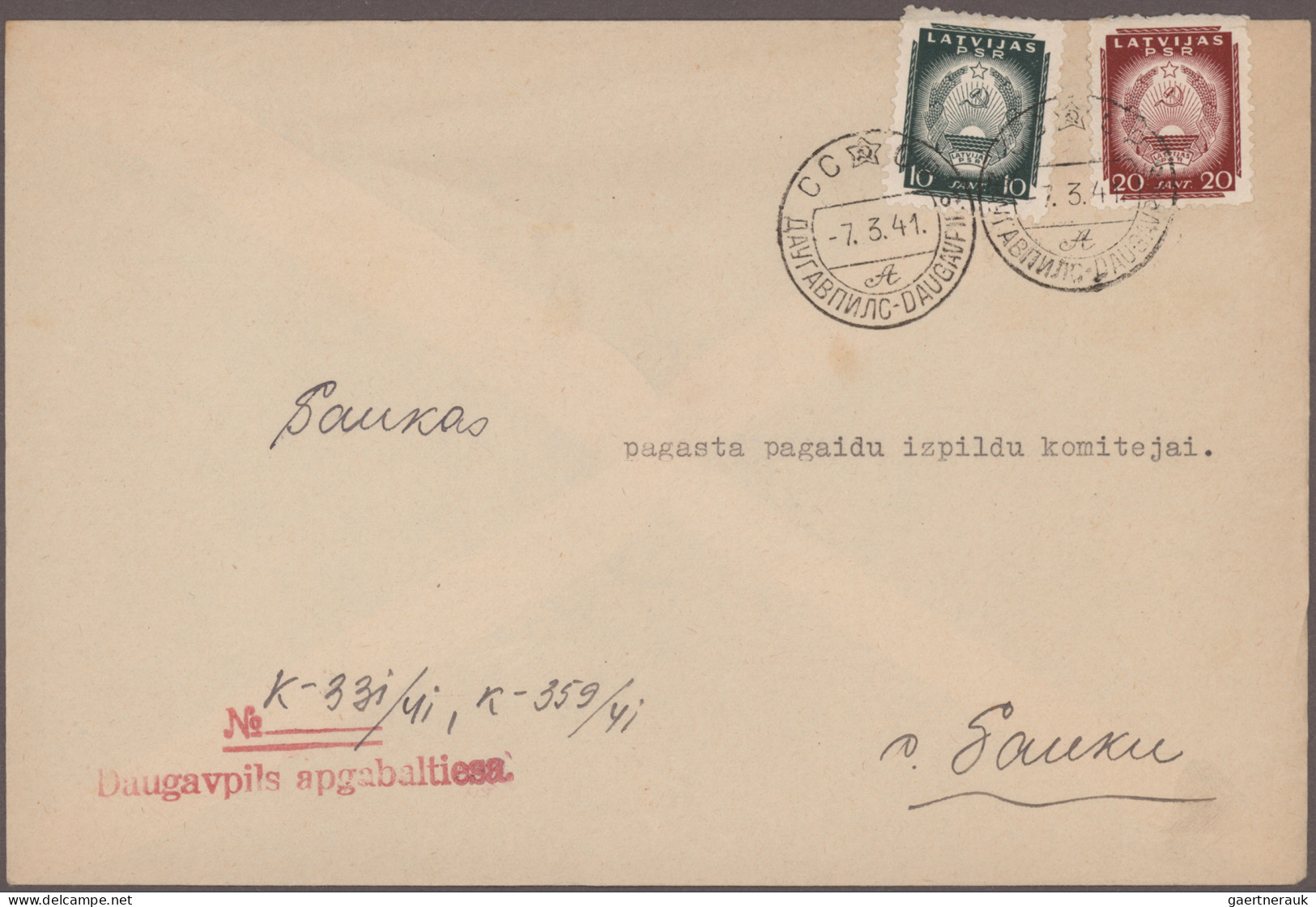 Latvia: 1940/1941, Kl. Posten Mit 10 Interessanten Belegen, Dabei 5 R-Briefe Und - Lettonie