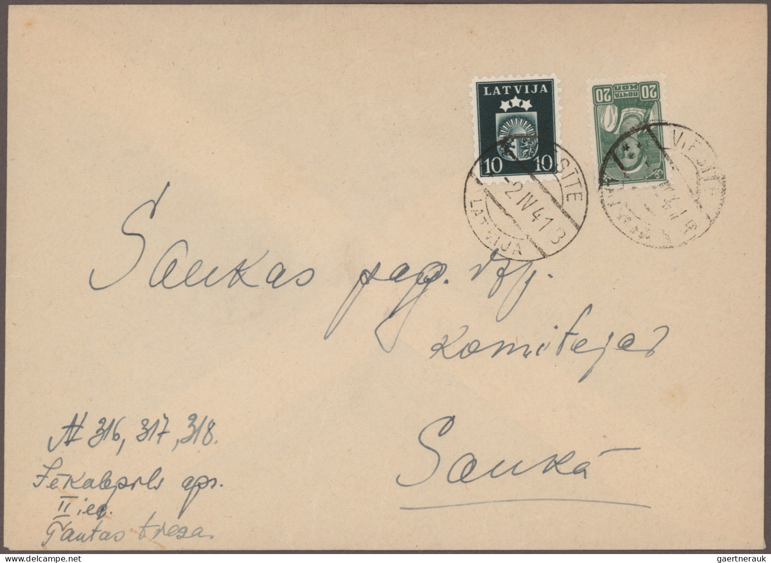 Latvia: 1940/1941, Kl. Posten Mit 10 Interessanten Belegen, Dabei 5 R-Briefe Und - Latvia